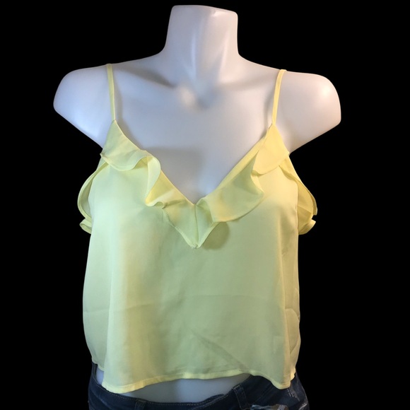 2/$30 FOREVER 21 NWOT SIZE M CROP CAMI TANK LEMON YELLOW - Picture 4 of 11